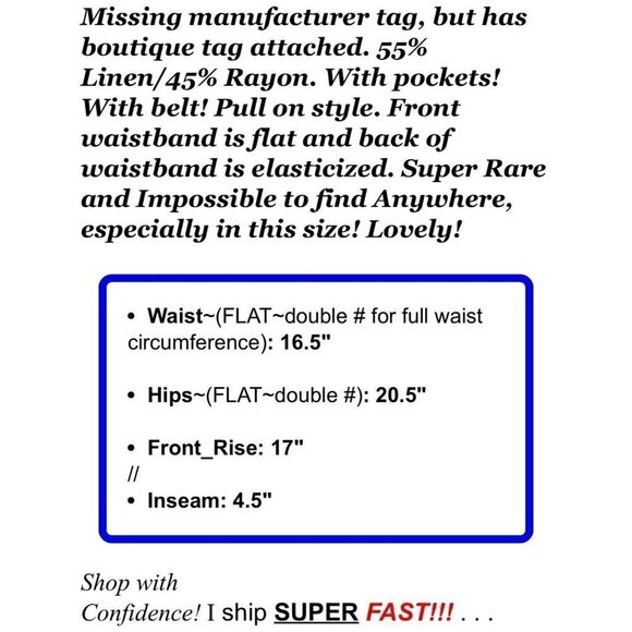 BlankNYC Sz L Linen Bld Olive Army Green Paperbag Shorts Belted Pull On Elastic - Picture 12 of 12